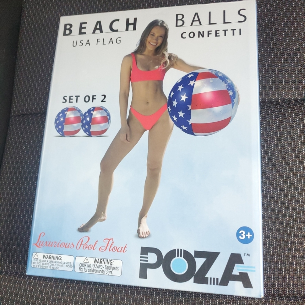 USA Flag Beach Balls Set - Red, Blue, White
